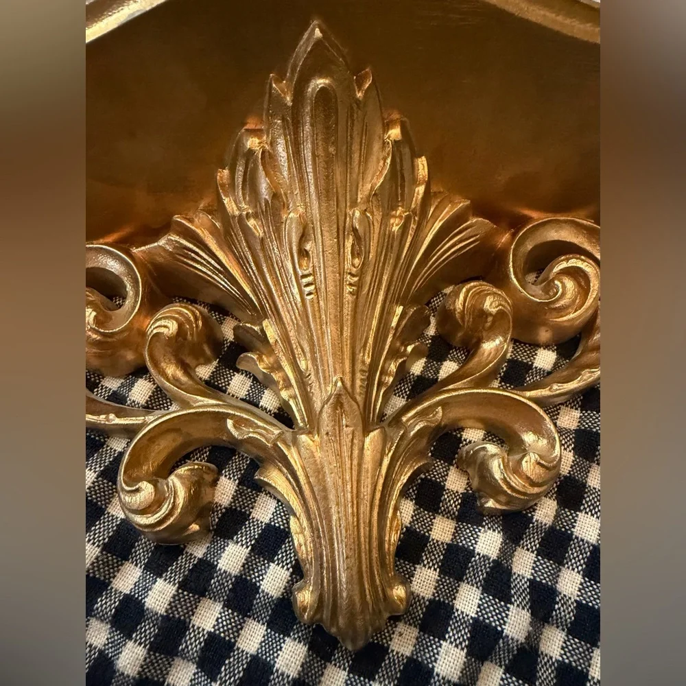 Set of Two VTG Burwood Hollywood Regency Gold Decorative Wall Display Shelves
